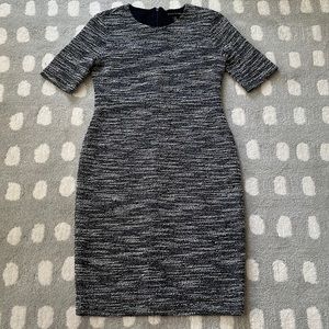 Banana Republic Black/White Boucle Sheath Dress Size 4P Petite Officewear